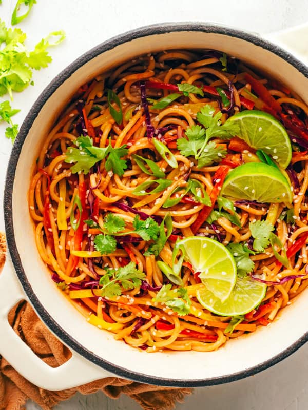 Rainbow Peanut Noodles