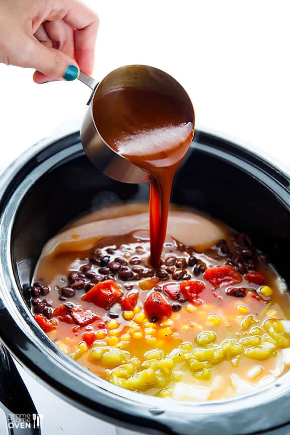 Slow Cooker Chicken Enchilada Soup | gimmesomeoven.com #crockpot Slow Cooker Chicken Enchilada Soup | gimmesomeoven.com #crockpot