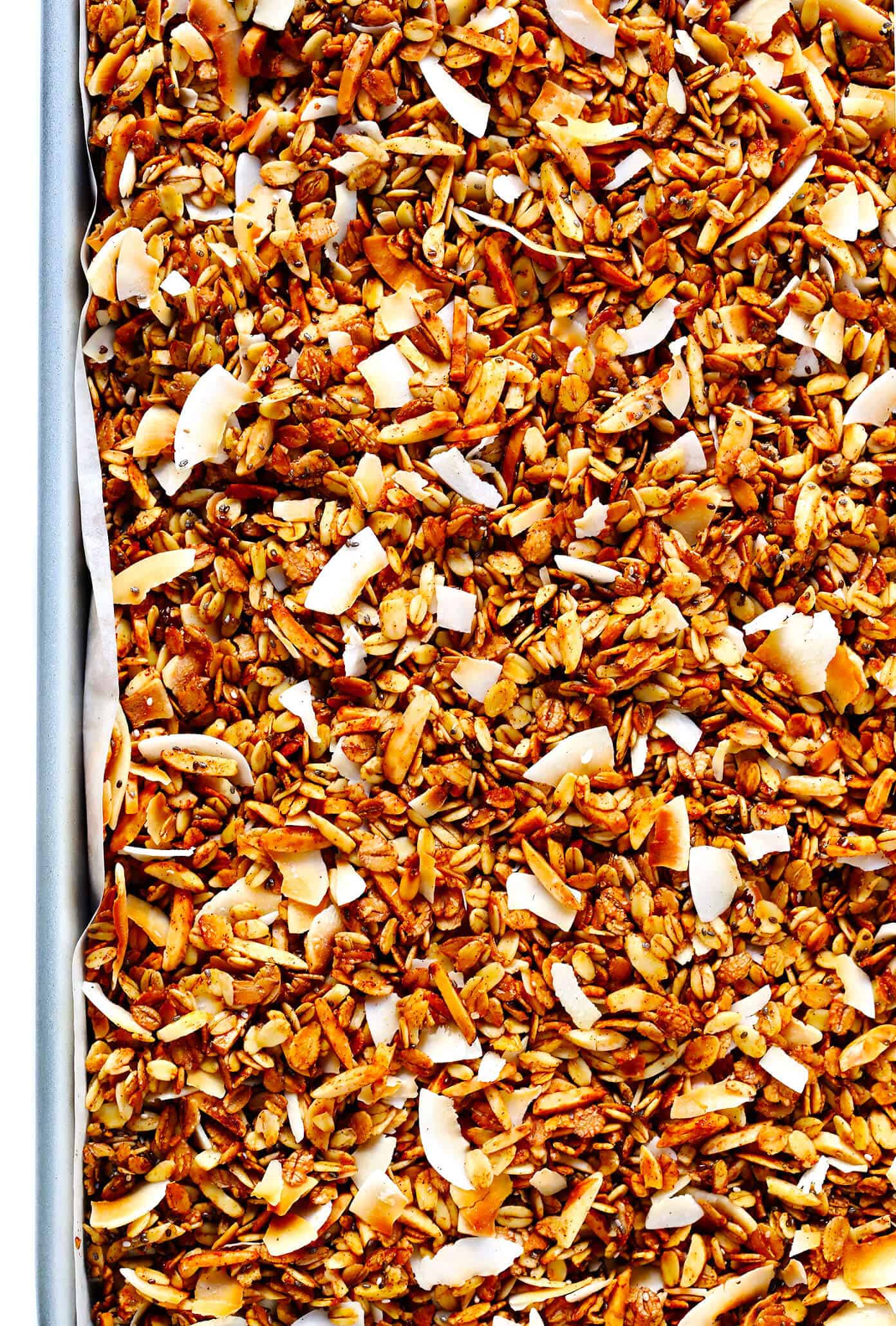 The BEST Healthy Granola recipe! It's quick and easy to make, naturally sweetened with honey or maple syrup, and it can be customized with whatever add-ins you love best. Perfect for an easy breakfast or snack. | gimmesomeoven.com #granola #healthy #breakfast #snack #glutenfree #vegan Best Granola Recipe